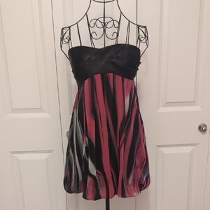 Sans Souci Strapless Black and Pink Dress